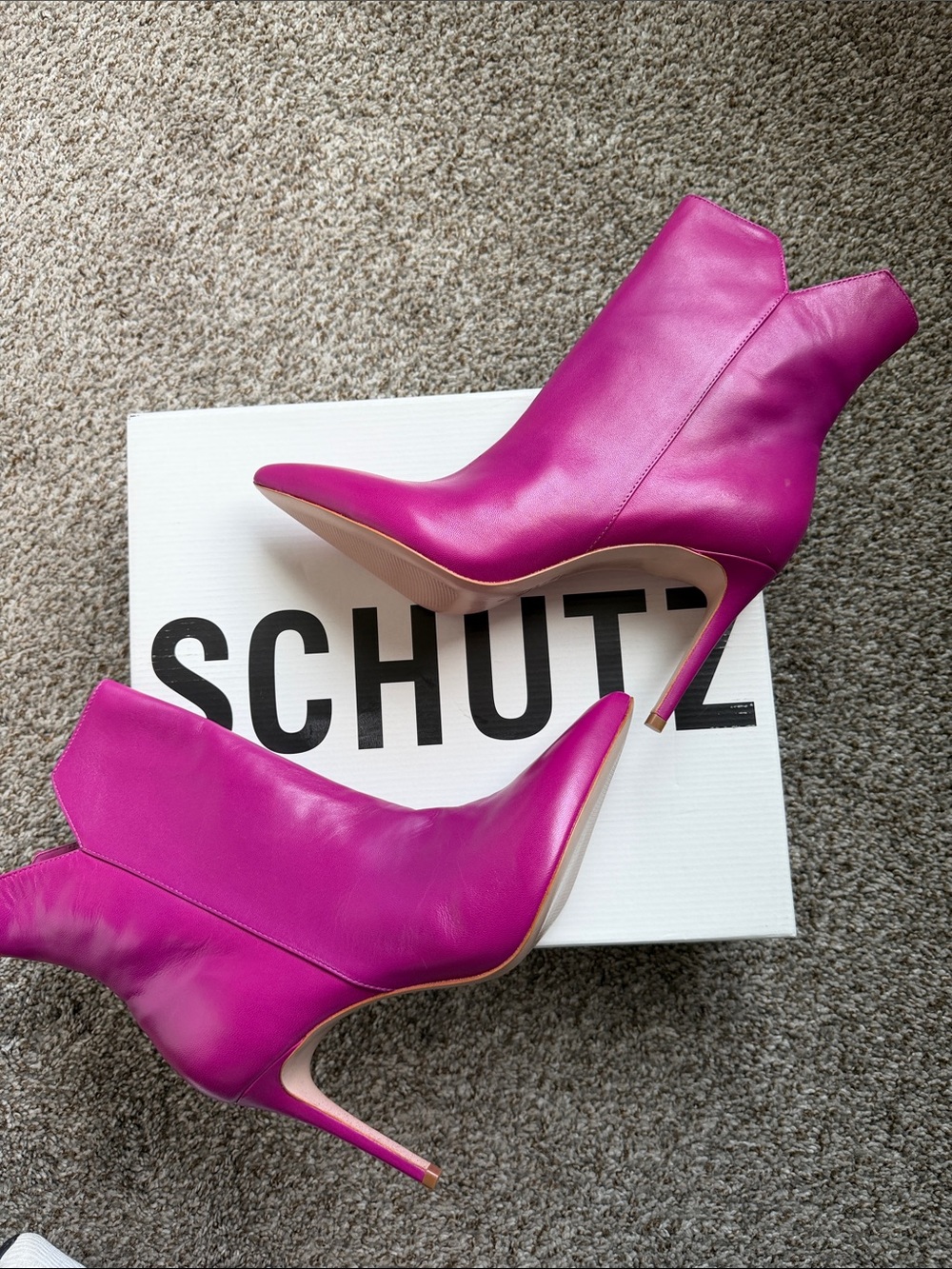 SCHUTZ Pink Betsey Pointed Toe Stiletto Ankle Boots Sz 9.5M